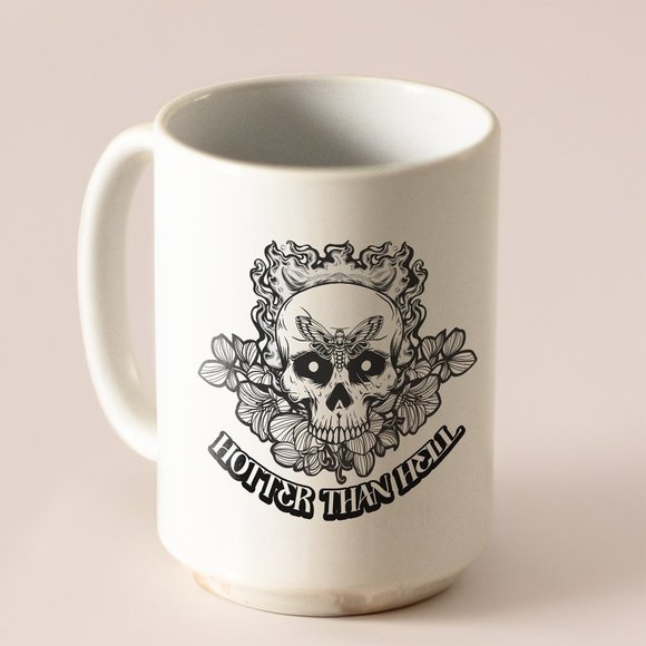 Hotter than Hell Coffee Mug. Halloween Coffee Cup. 15oz Ceramic Mug - Picture 3 of 3